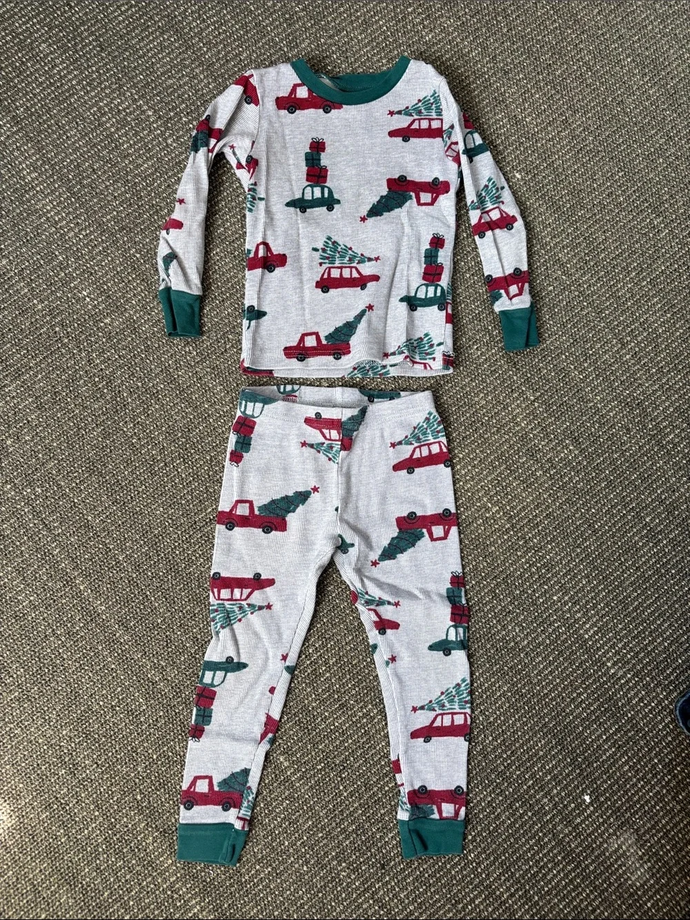 Holiday Tree Truck Kids Pajama Set - Green & Red